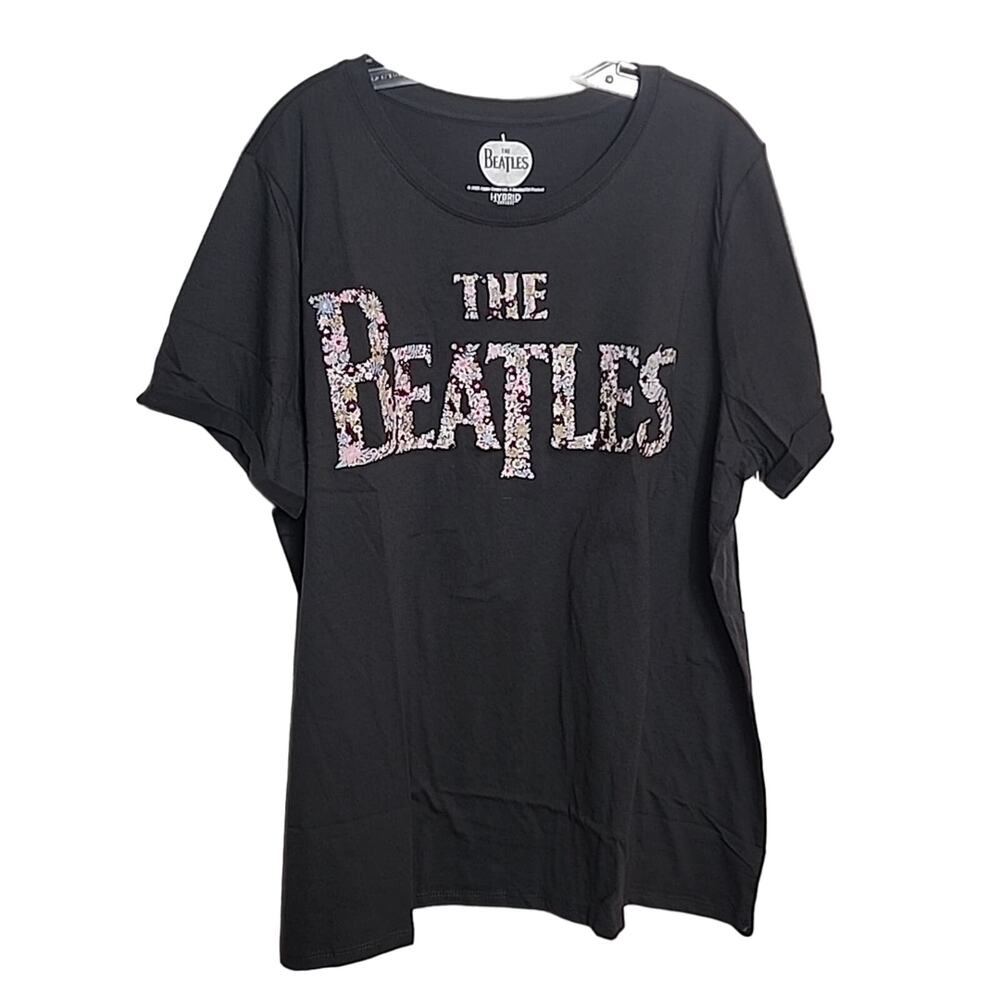 Torrid The Beatles Vintage Black Cotton Embroidered Tee, NWT
